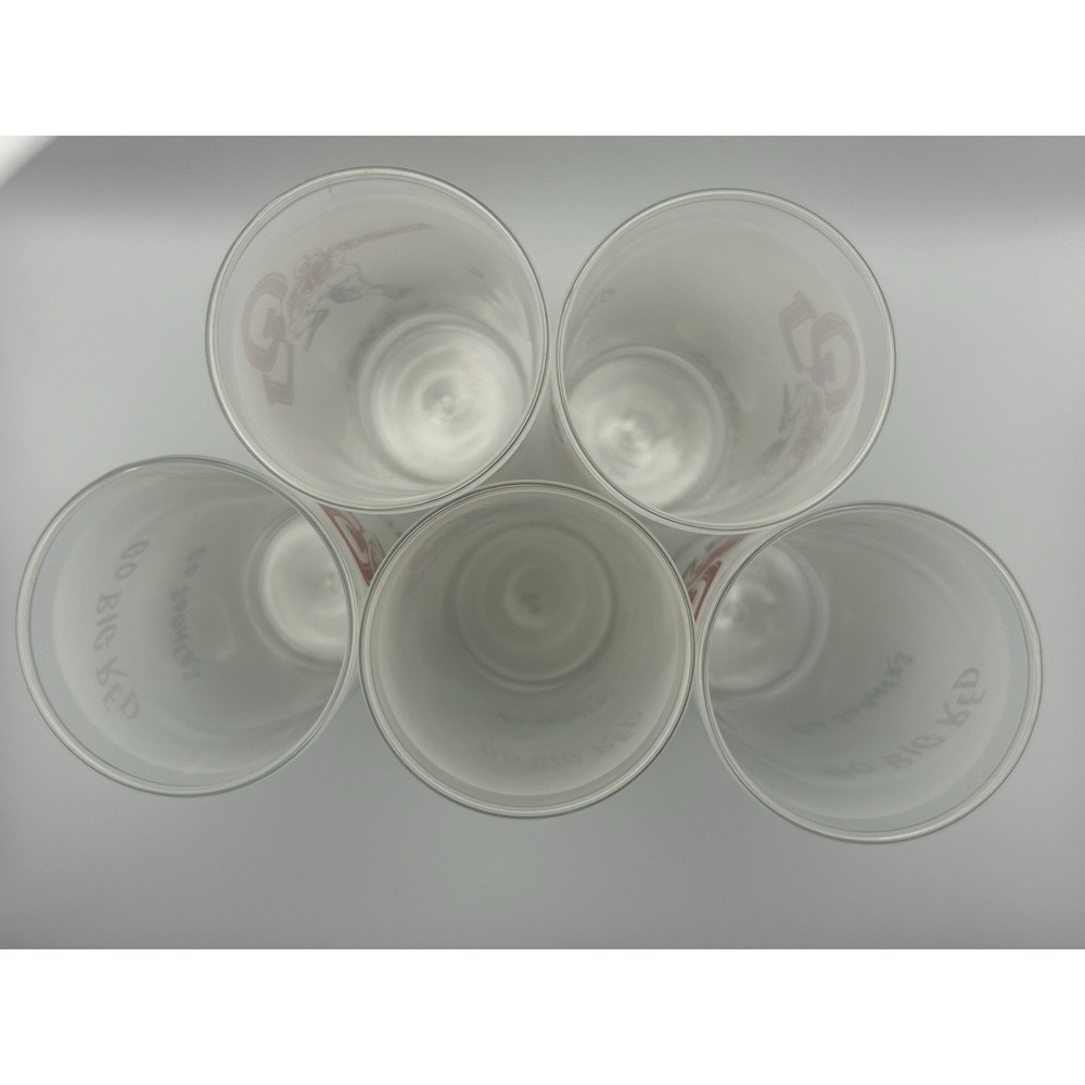 (5) Set of Vintage Oklahoma Sooners Football Cocktail Tumbler Glass‎ BIG RED - Picture 4 of 5